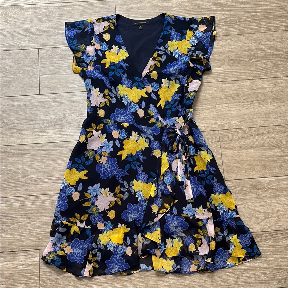 Banana Republic Blue and Yellow Floral Dress